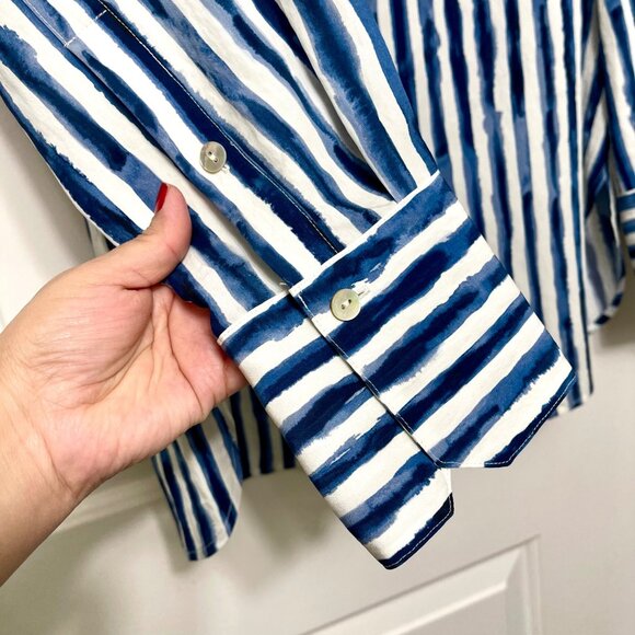 Vince women’s Painterly Stripe Oversized Shirt White Blue S - Picture 12 of 16